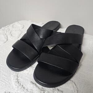 Vince Camuto Wylder Black Leather Slides Dress Sandals Mens Size 13 Quiet Luxury